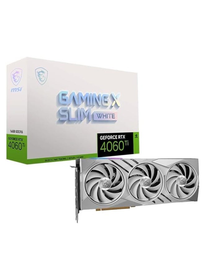 MSI - Gaming GeForce RTX 4060 Ti 16GB GDRR6 Boost Clock: 2685 MHz 128-Bit HDMI/DP Nvlink TORX Fan 4.0 Ada Lovelace Architecture Graphics Card RTX 4060 Ti Gaming X Slim White 16G - Image 1