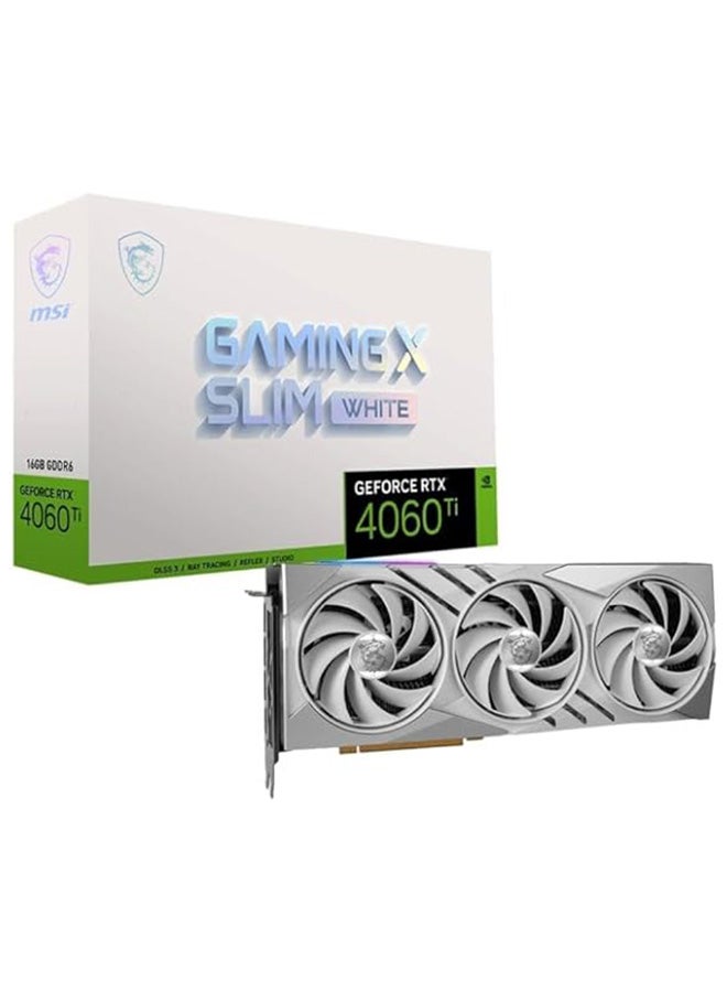 MSI - Gaming GeForce RTX 4060 Ti 16GB GDRR6 Boost Clock: 2685 MHz 128-Bit HDMI/DP Nvlink TORX Fan 4.0 Ada Lovelace Architecture Graphics Card RTX 4060 Ti Gaming X Slim White 16G - Image 1