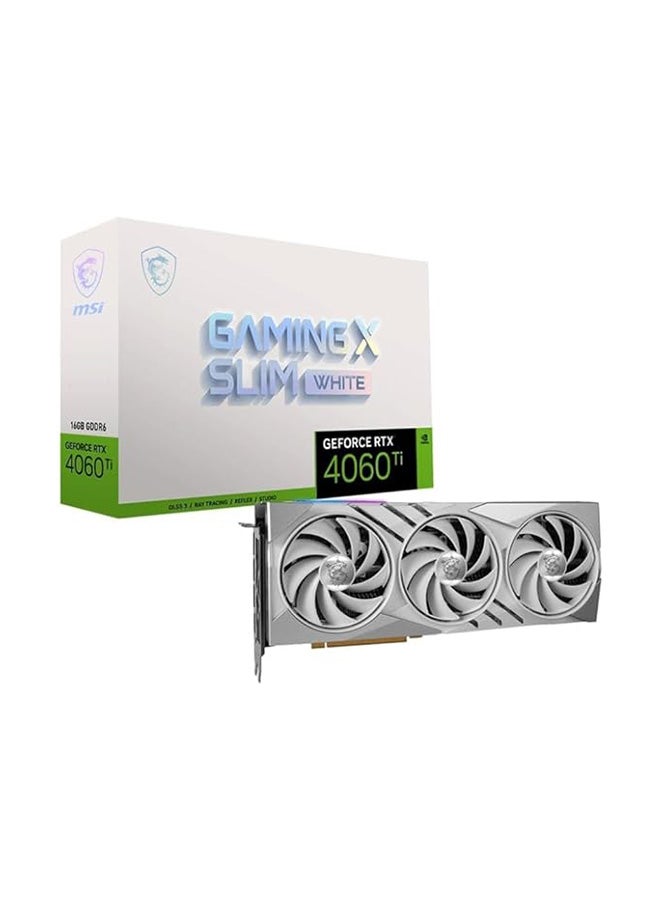 MSI - Gaming GeForce RTX 4060 Ti 16GB GDRR6 Boost Clock: 2685 MHz 128-Bit HDMI/DP Nvlink TORX Fan 4.0 Ada Lovelace Architecture Graphics Card RTX 4060 Ti Gaming X Slim White 16G - Image 1