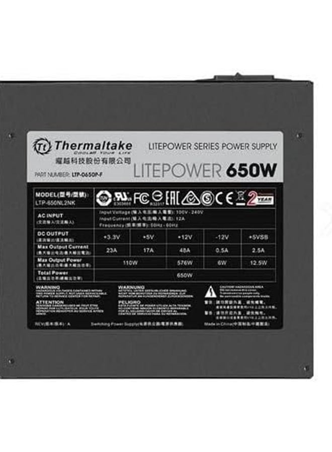ثيرمال تيك - مزود طاقة Litepower 650 واط، غير معياري، ATX 2.3 وEPS، Active-PFC، PSU، 12 سم، EU/Non، 80PLUS (PS-LTP-0650NPCNUS-F) - Image 1