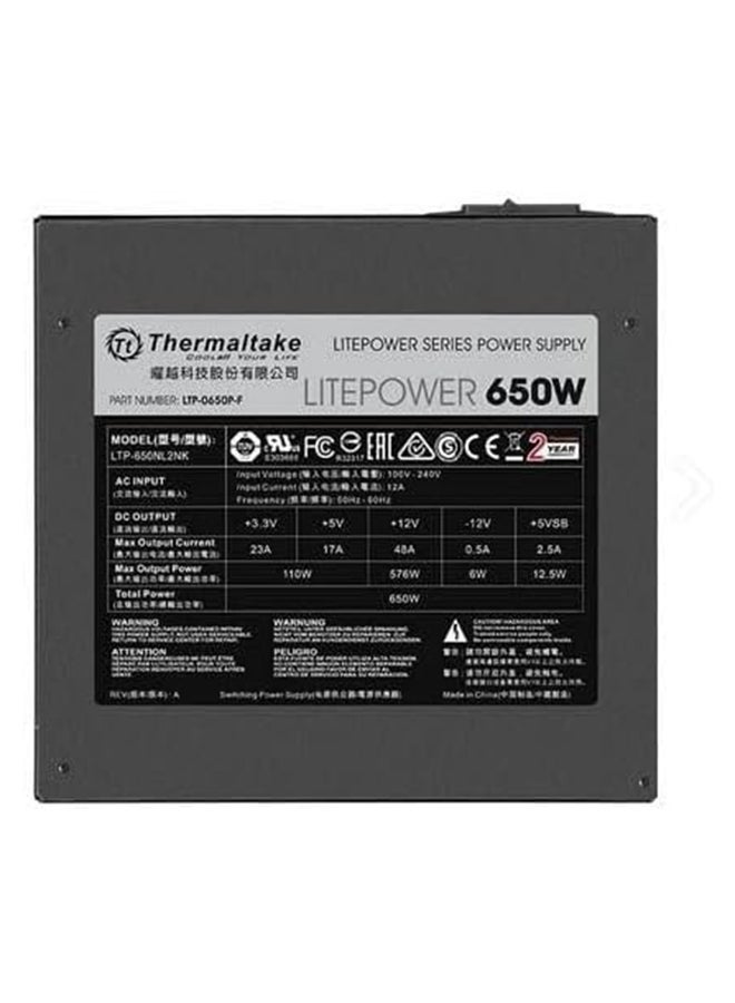 ثيرمال تيك - مزود طاقة Litepower 650 واط، غير معياري، ATX 2.3 وEPS، Active-PFC، PSU، 12 سم، EU/Non، 80PLUS (PS-LTP-0650NPCNUS-F) - Image 1