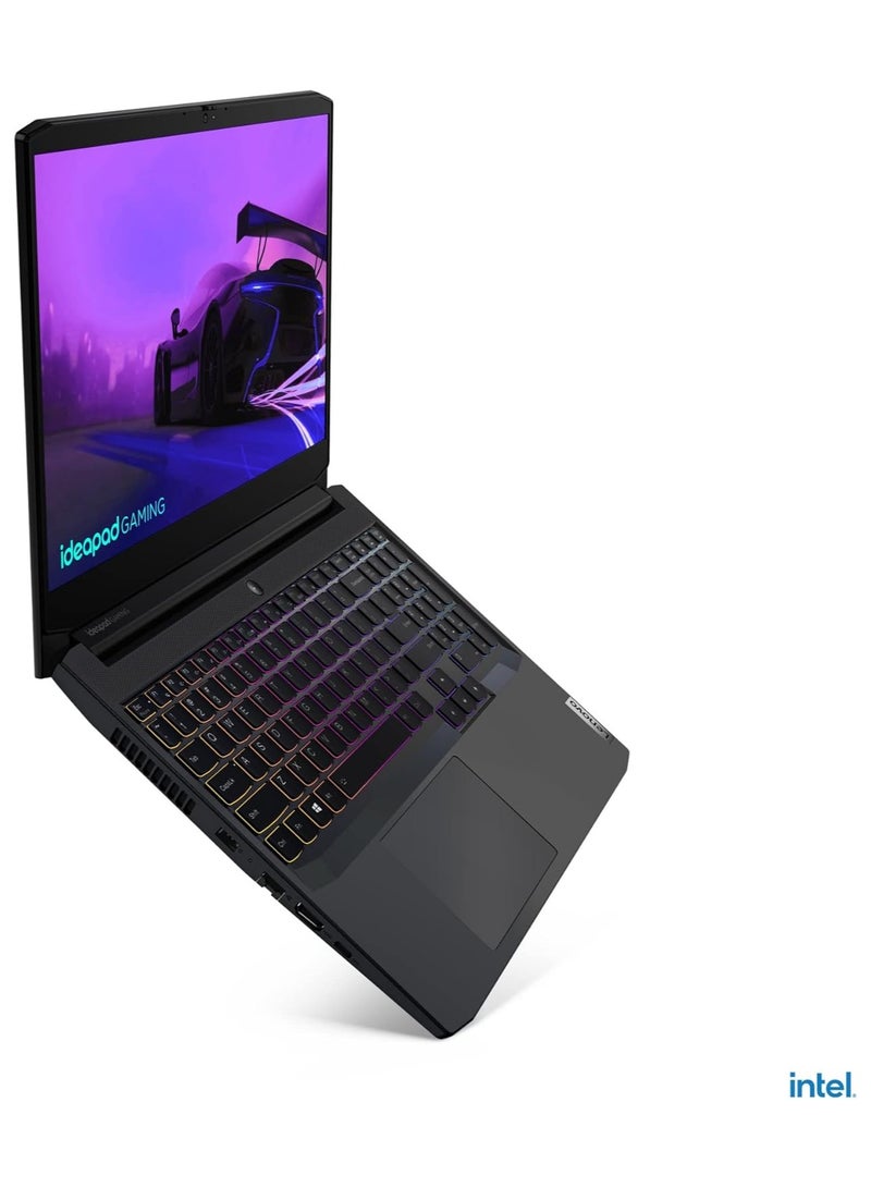 Lenovo - IdeaPad Gaming 3 15LHU6 Laptop, Core i7-11370H, GeForce GTX 1650 4Gb, (16Gb Ram, 512Gb Ssd, RGB Keyboard, 15.6 FHD) + Windows 10 Pro English/Arabic ‎SHADOW BLACK - Image 1