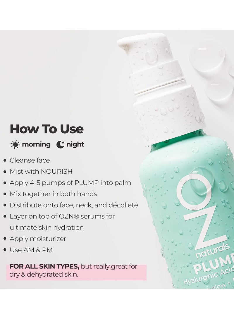 OZ Naturals Plump: Hyaluronic Serum - Anti-Aging Plumping Serum For Fine Lines And Dehydrated Skin With Organic Aloe + Rosehips For Intense Moisture - Daily Skincare Routine | 1Oz 30mlml  - Image 4