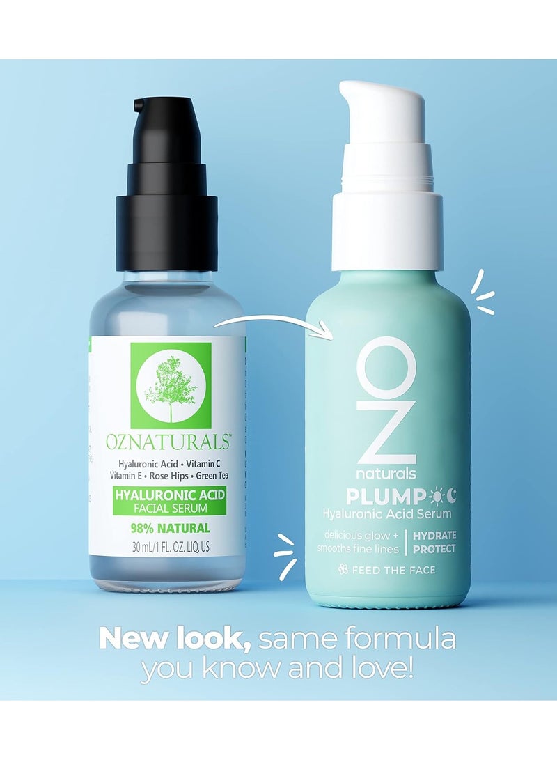 OZ Naturals Plump: Hyaluronic Serum - Anti-Aging Plumping Serum For Fine Lines And Dehydrated Skin With Organic Aloe + Rosehips For Intense Moisture - Daily Skincare Routine | 1Oz 30mlml  - Image 2