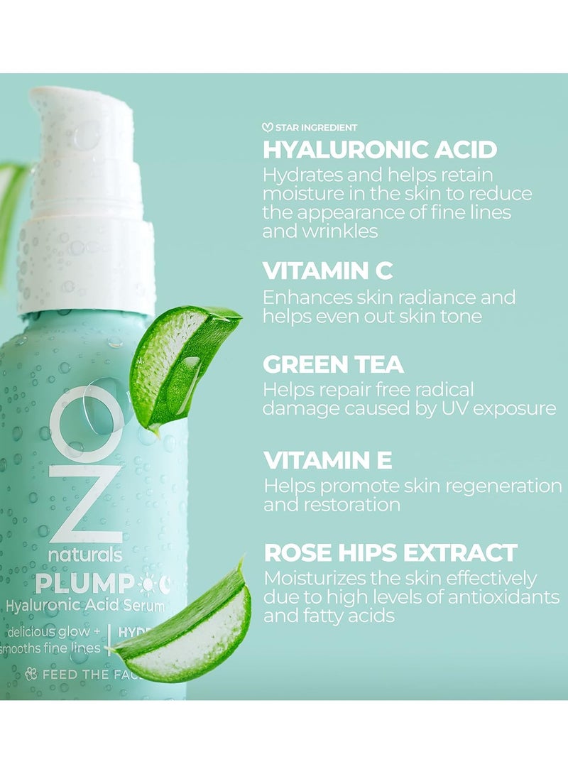 OZ Naturals Plump: Hyaluronic Serum - Anti-Aging Plumping Serum For Fine Lines And Dehydrated Skin With Organic Aloe + Rosehips For Intense Moisture - Daily Skincare Routine | 1Oz 30mlml  - Image 3