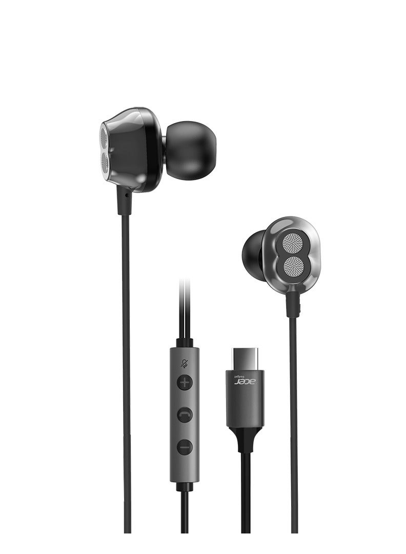 Acer In-Ear Type C Wired Earphones With Microphone Noise Isolating Compatible With iPhone15 series Samsung Galaxy, PC, iPad Air and More 1.5M Black  - Image 1