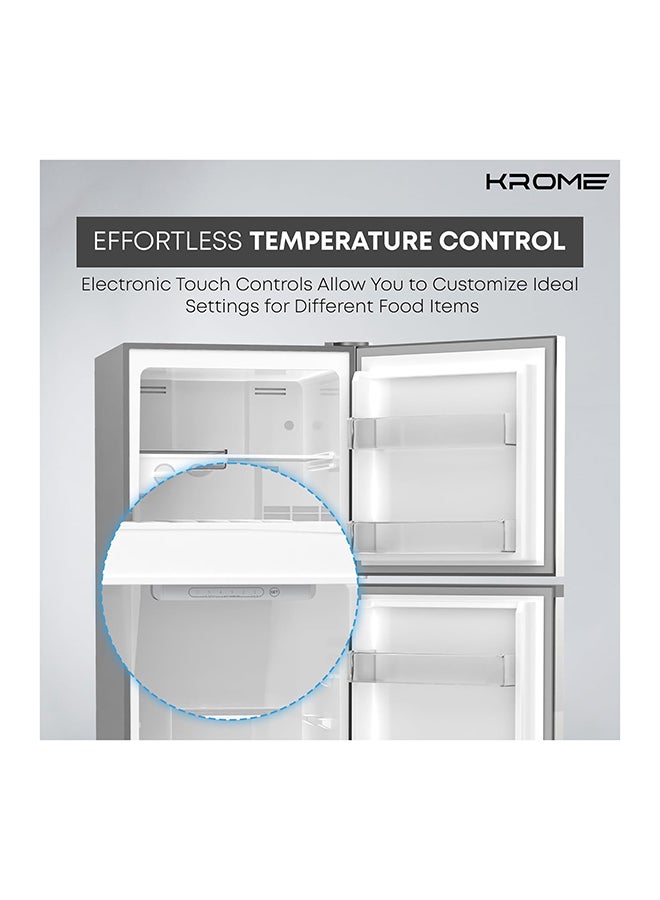 Krome - 330L Double Door Top Mounted Refrigerator With Multi Air Flow System, No-Frost Cooling With Electronic Touch Temperature Control, Door Alarm, Big Twist Ice Maker KR-RFF 330SM Silver - Image 1