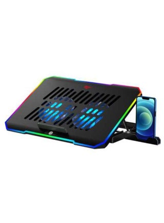 F2069 RGB Light 10 Clock Mode Cooling Pad Cool For Laptop Low Noise Fan Cooler With Cell Phone Holder - pnsku/N70023962V/45/_/1699981466/d1ac6edb-ca38-4a7a-80e6-34f2eb5ec7ee