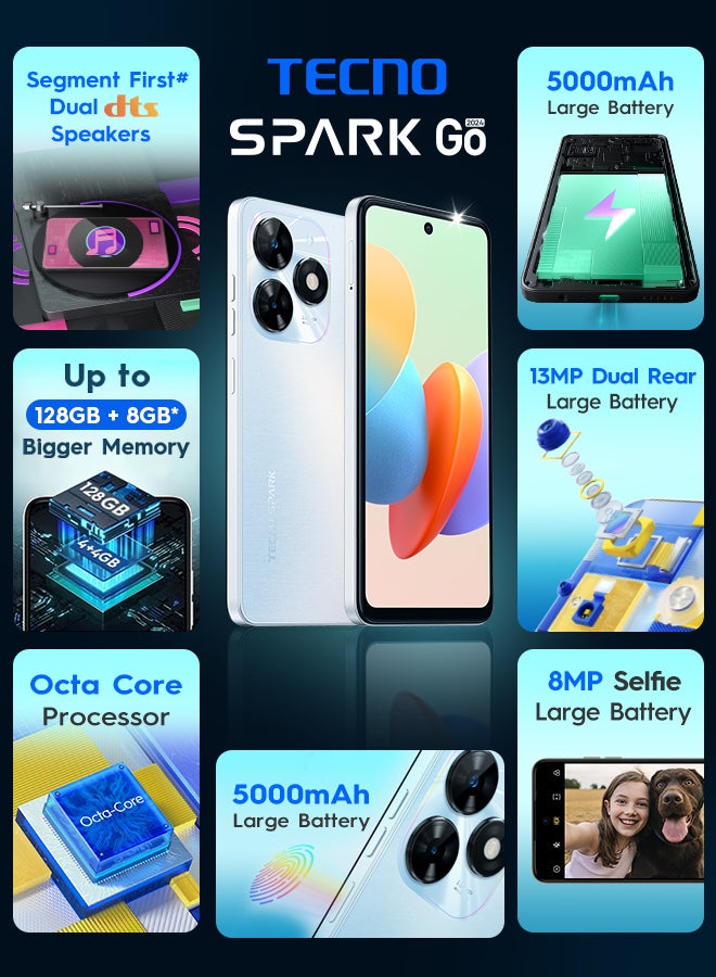 Spark Go 2024 Dual SIM Mystery White 4+4GB RAM 128GB 4G - Middle East Version