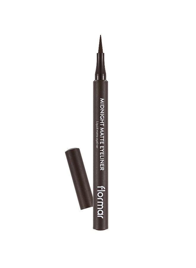 flormar Midnight Matte Eyeliner – 002 Brown – Precise Tip, Matte Finish, Brush Design, Smooth Brown - Image 1