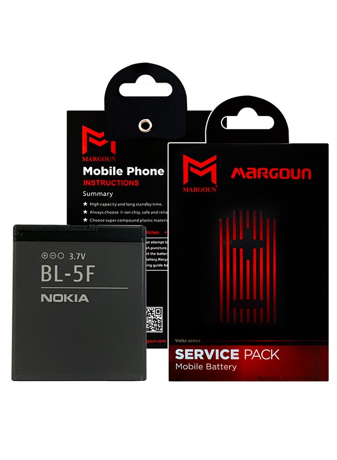 MARGOUN - Nokia N95 / N93i / 6290 BL-5F Li-Ion Replacement Battery Li-ion 3.7V 950 mAh Overcharge Protection - Image 1