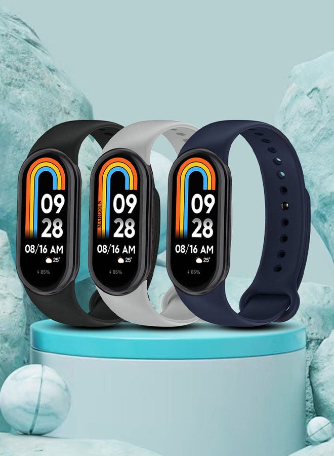 MARGOUN 3 Pack For Xiaomi Smart Band 8 Watch Bands Adjustable Comfortable Sport Replacement Strap Wristband Bracelet Band For Women Men Multicolour10 - Image 3