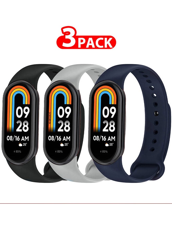 MARGOUN 3 Pack For Xiaomi Smart Band 8 Watch Bands Adjustable Comfortable Sport Replacement Strap Wristband Bracelet Band For Women Men Multicolour10 - Image 1