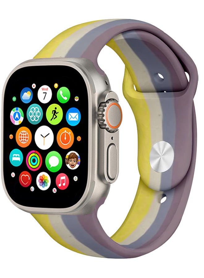 MARGOUN Apple Watch Band 49Mm 45Mm 44Mm 42Mm Stripe Silicone Replacement Band For iWatch Ultra2 Ultra Series 9/8/7/SE/6/5/4/3/2/1 Multicolour2 - Image 1