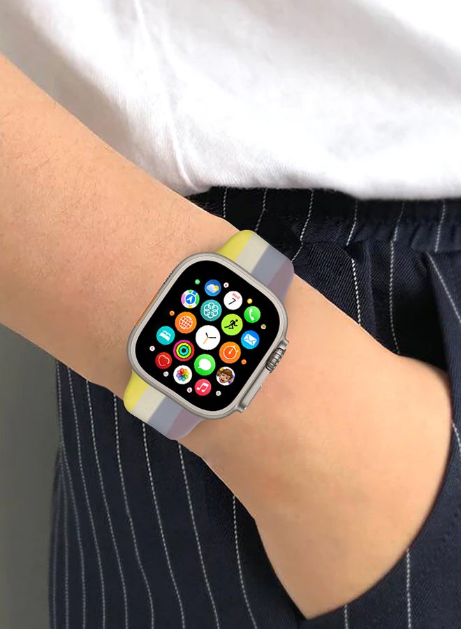 MARGOUN Apple Watch Band 49Mm 45Mm 44Mm 42Mm Stripe Silicone Replacement Band For iWatch Ultra2 Ultra Series 9/8/7/SE/6/5/4/3/2/1 Multicolour2 - Image 2