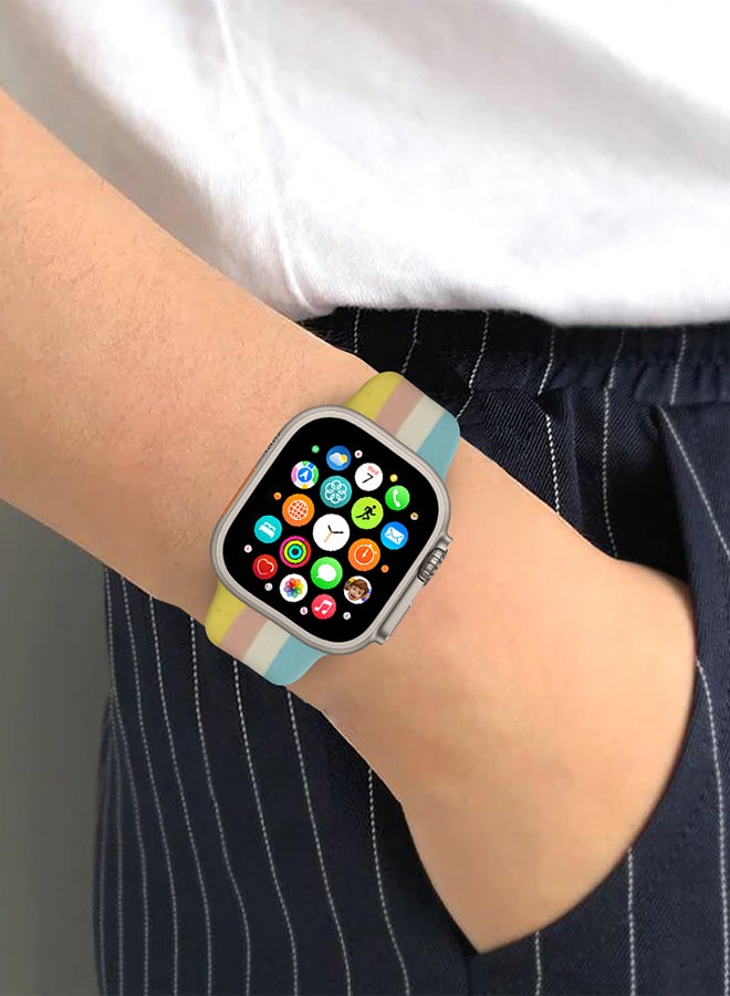 MARGOUN - Apple Watch Band 49Mm 45Mm 44Mm 42Mm Stripe Silicone Replacement Band For iWatch Ultra2 Ultra Series 9/8/7/SE/6/5/4/3/2/1 Multicolour3 - Image 1