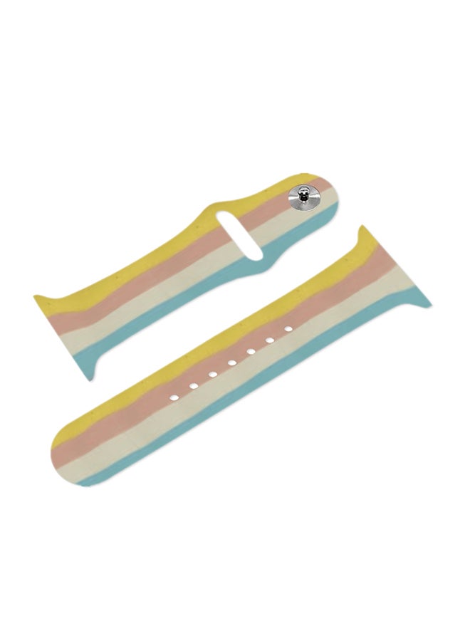 MARGOUN - Apple Watch Band 49Mm 45Mm 44Mm 42Mm Stripe Silicone Replacement Band For iWatch Ultra2 Ultra Series 9/8/7/SE/6/5/4/3/2/1 Multicolour3 - Image 1