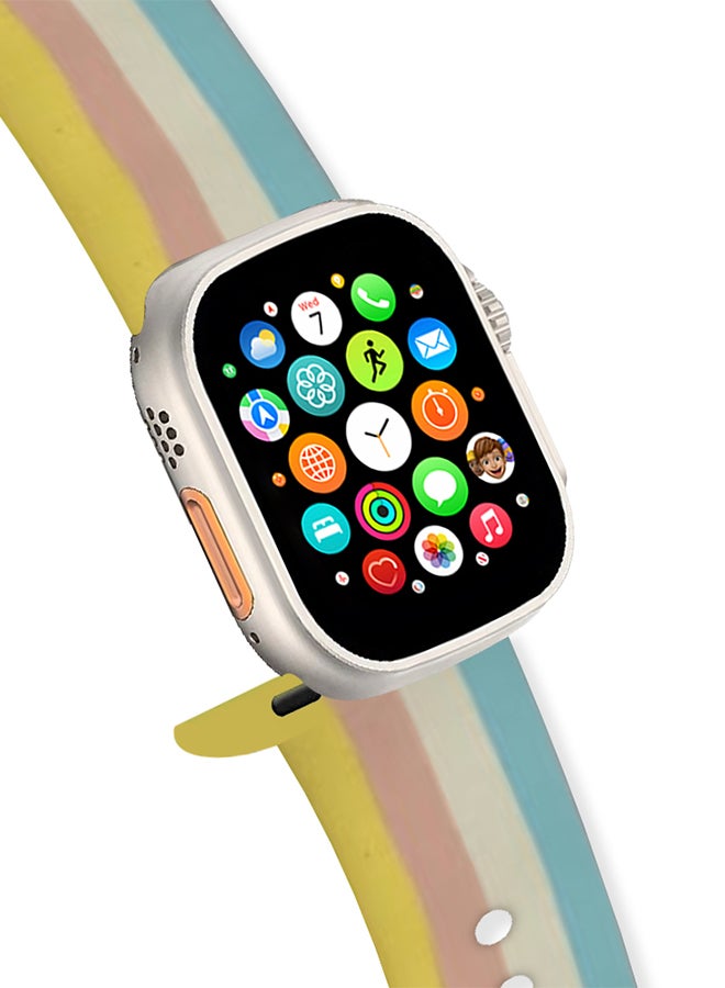 MARGOUN - Apple Watch Band 49Mm 45Mm 44Mm 42Mm Stripe Silicone Replacement Band For iWatch Ultra2 Ultra Series 9/8/7/SE/6/5/4/3/2/1 Multicolour3 - Image 1