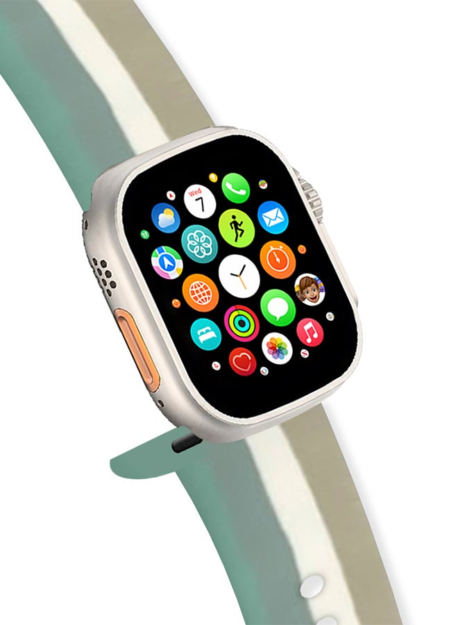 MARGOUN - Apple Watch Band 49Mm 45Mm 44Mm 42Mm Stripe Silicone Replacement Band For iWatch Ultra2 Ultra Series 9/8/7/SE/6/5/4/3/2/1 Multicolour5 - Image 1
