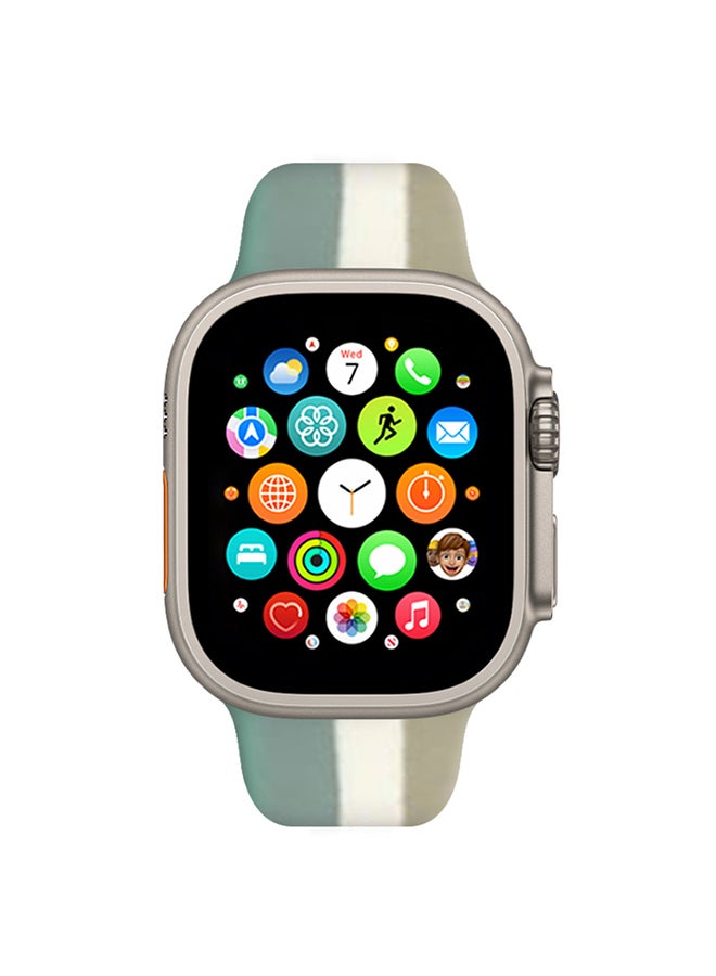 MARGOUN - Apple Watch Band 49Mm 45Mm 44Mm 42Mm Stripe Silicone Replacement Band For iWatch Ultra2 Ultra Series 9/8/7/SE/6/5/4/3/2/1 Multicolour5 - Image 1