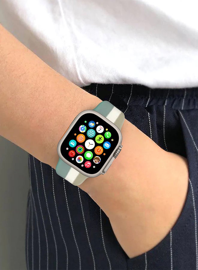 MARGOUN - Apple Watch Band 49Mm 45Mm 44Mm 42Mm Stripe Silicone Replacement Band For iWatch Ultra2 Ultra Series 9/8/7/SE/6/5/4/3/2/1 Multicolour5 - Image 1