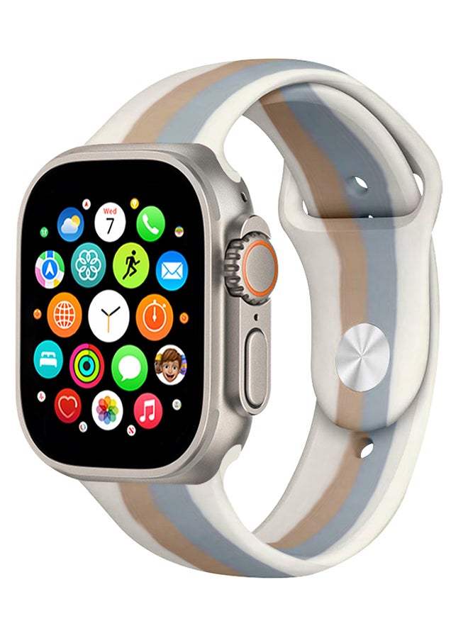 MARGOUN Apple Watch Band 49Mm 45Mm 44Mm 42Mm Stripe Silicone Replacement Band For iWatch Ultra2 Ultra Series 9/8/7/SE/6/5/4/3/2/1 Multicolour7  - Image 1
