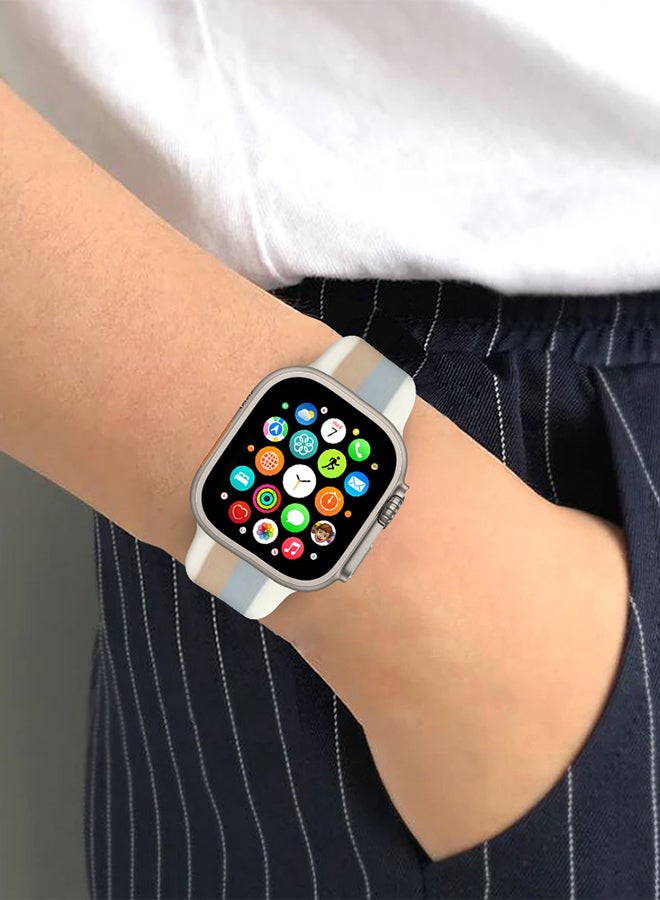 MARGOUN Apple Watch Band 49Mm 45Mm 44Mm 42Mm Stripe Silicone Replacement Band For iWatch Ultra2 Ultra Series 9/8/7/SE/6/5/4/3/2/1 Multicolour7  - Image 4