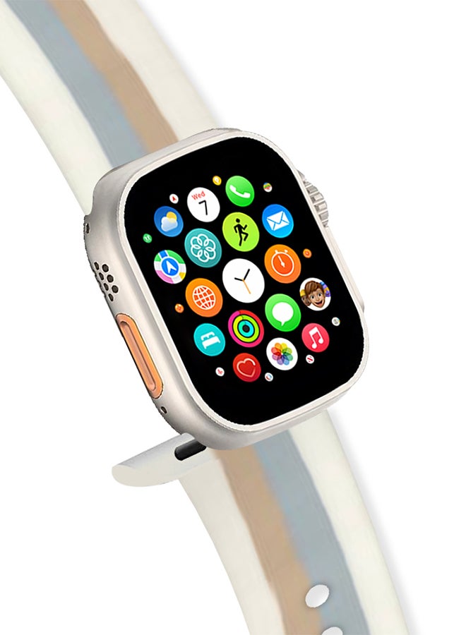 MARGOUN Apple Watch Band 49Mm 45Mm 44Mm 42Mm Stripe Silicone Replacement Band For iWatch Ultra2 Ultra Series 9/8/7/SE/6/5/4/3/2/1 Multicolour7  - Image 3