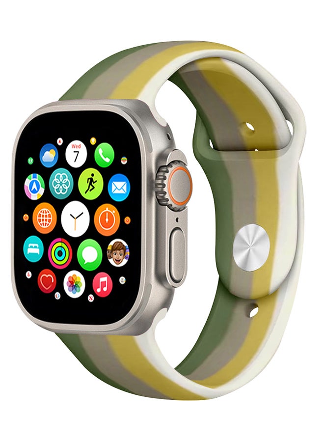 MARGOUN - Apple Watch Band 49Mm 45Mm 44Mm 42Mm Stripe Silicone Replacement Band For iWatch Ultra2 Ultra Series 9/8/7/SE/6/5/4/3/2/1 Multicolour9 - Image 1