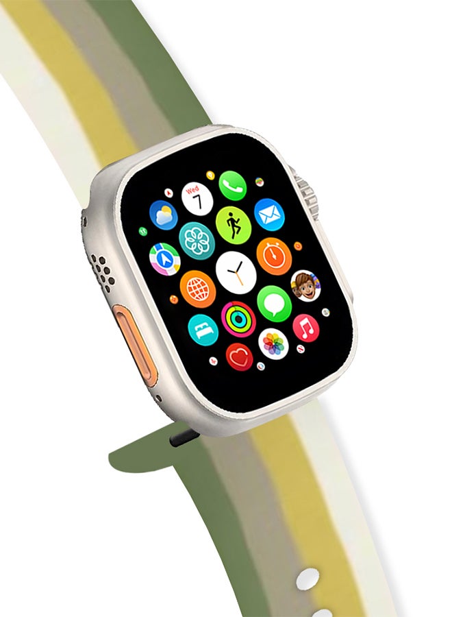 MARGOUN - Apple Watch Band 49Mm 45Mm 44Mm 42Mm Stripe Silicone Replacement Band For iWatch Ultra2 Ultra Series 9/8/7/SE/6/5/4/3/2/1 Multicolour9 - Image 1