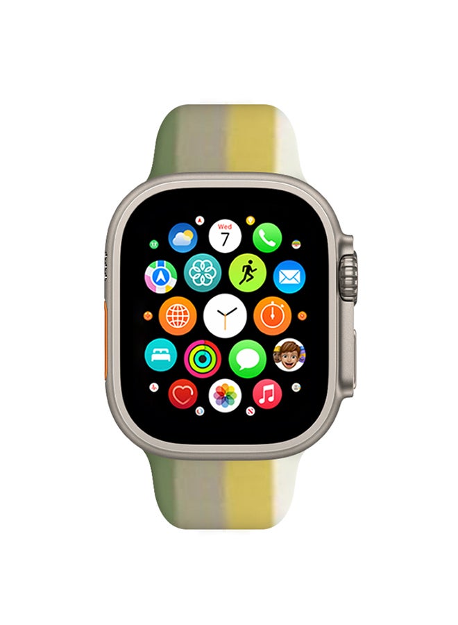 MARGOUN - Apple Watch Band 49Mm 45Mm 44Mm 42Mm Stripe Silicone Replacement Band For iWatch Ultra2 Ultra Series 9/8/7/SE/6/5/4/3/2/1 Multicolour9 - Image 1