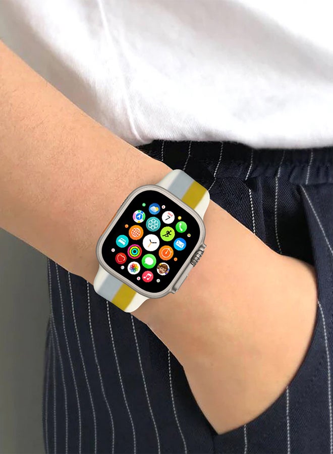 MARGOUN Apple Watch Band 49Mm 45Mm 44Mm 42Mm Stripe Silicone Replacement Band For iWatch Ultra2 Ultra Series 9/8/7/SE/6/5/4/3/2/1 Multicolour10  - Image 4