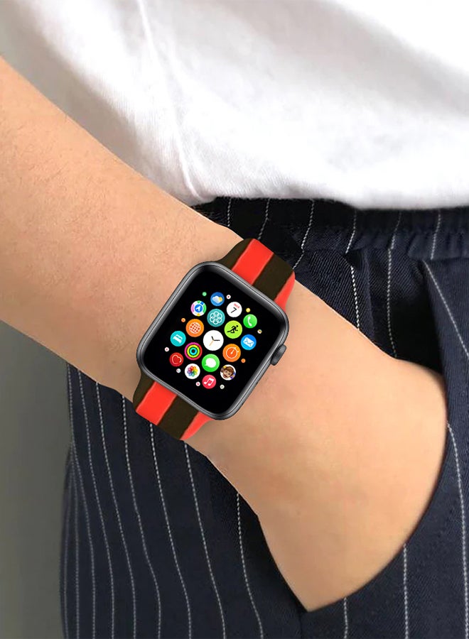 MARGOUN Apple Watch Band 41Mm 40Mm 38Mm Stripe Silicone Replacement Band For iWatch Series 7/SE/6/5/4/3/2/1 Multicolour3 - Image 4