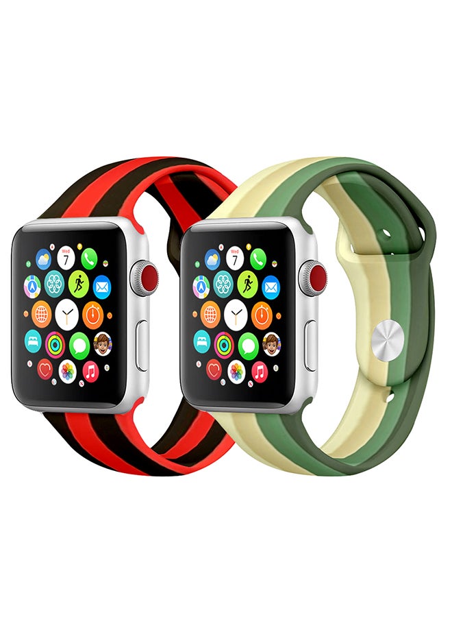 MARGOUN 2 Pack For Apple Watch Band 41Mm 40Mm 38Mm Stripe Silicone Replacement Band For iWatch Series 7/SE/6/5/4/3/2/1 Multicolour1 - Image 2