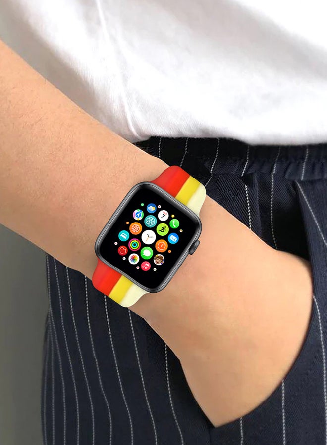 MARGOUN Apple Watch Band 41Mm 40Mm 38Mm Stripe Silicone Replacement Band For iWatch Series 7/SE/6/5/4/3/2/1 Multicolour1 - Image 4