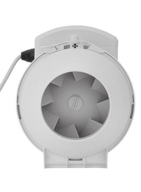 4” In Line Exhaust Fan With 2 Speed, 23W Power, Low Noise, 2660rpm Speed, Installed In Loft Or Roof Space, Overrun Timer Adjustable From 2-30 Minutes, 130CFM Airflow, Rust Free 23 W GF21191 White