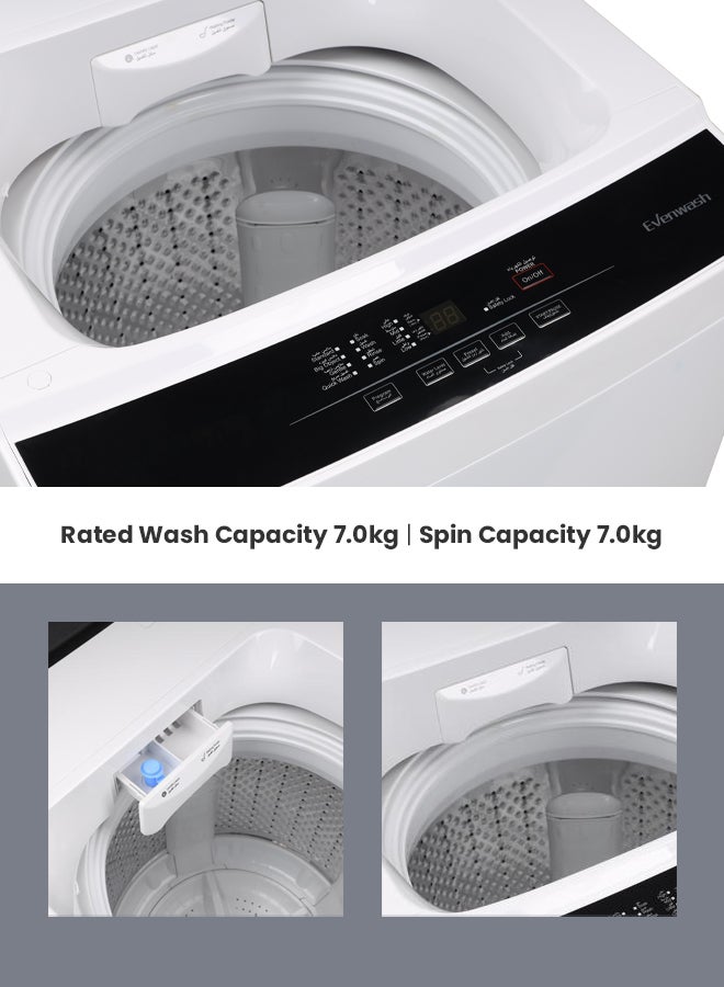 GEEPAS - Fully Automatic Top Load Washing Machine With Durable Body/Highly Efficient/Premium Design/LED Digital Display/Diamond Drum for Better Cleaning 7 kg 720 W GFWM7909WCS-1 White/Black - Image 1