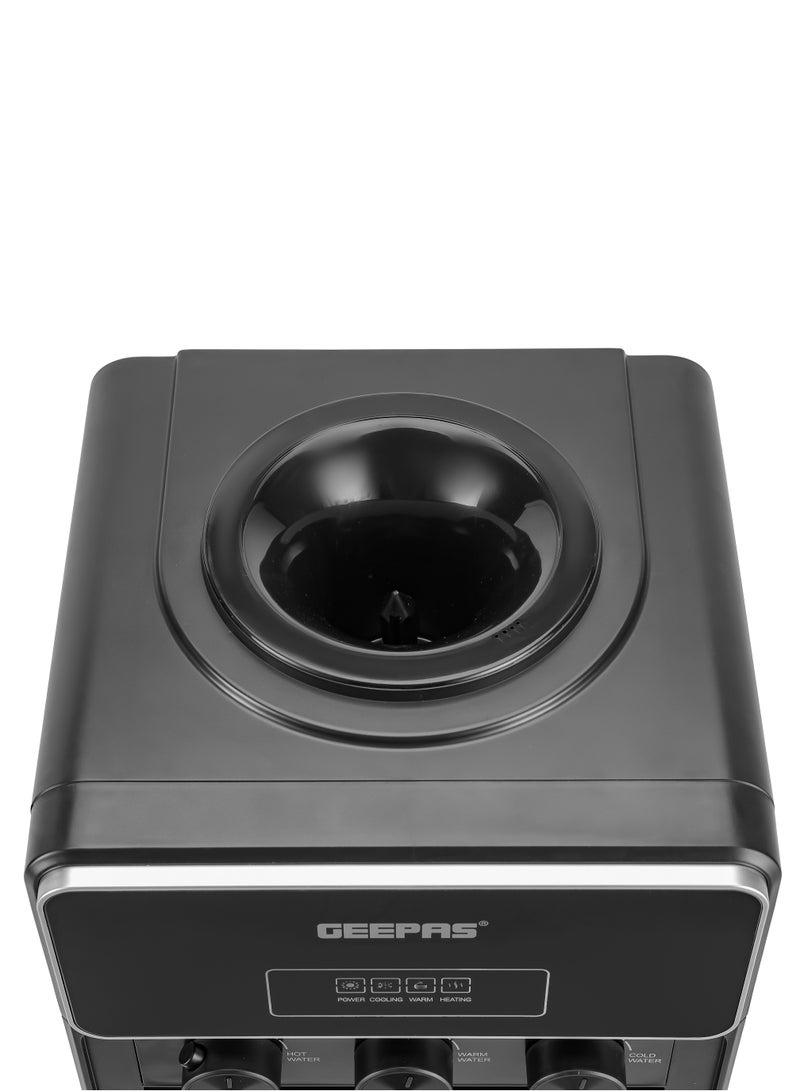 GEEPAS Hot And Cold Water Dispenser With Cabinet, Stainless Steel Water Tank, Normal, Hot & Cold Function, Child Safety Lock, Adjustable Water Flow, 3 Knob Tap, Glass Door, Low Noise, High Efficient GWD17038 Black  - Image 5