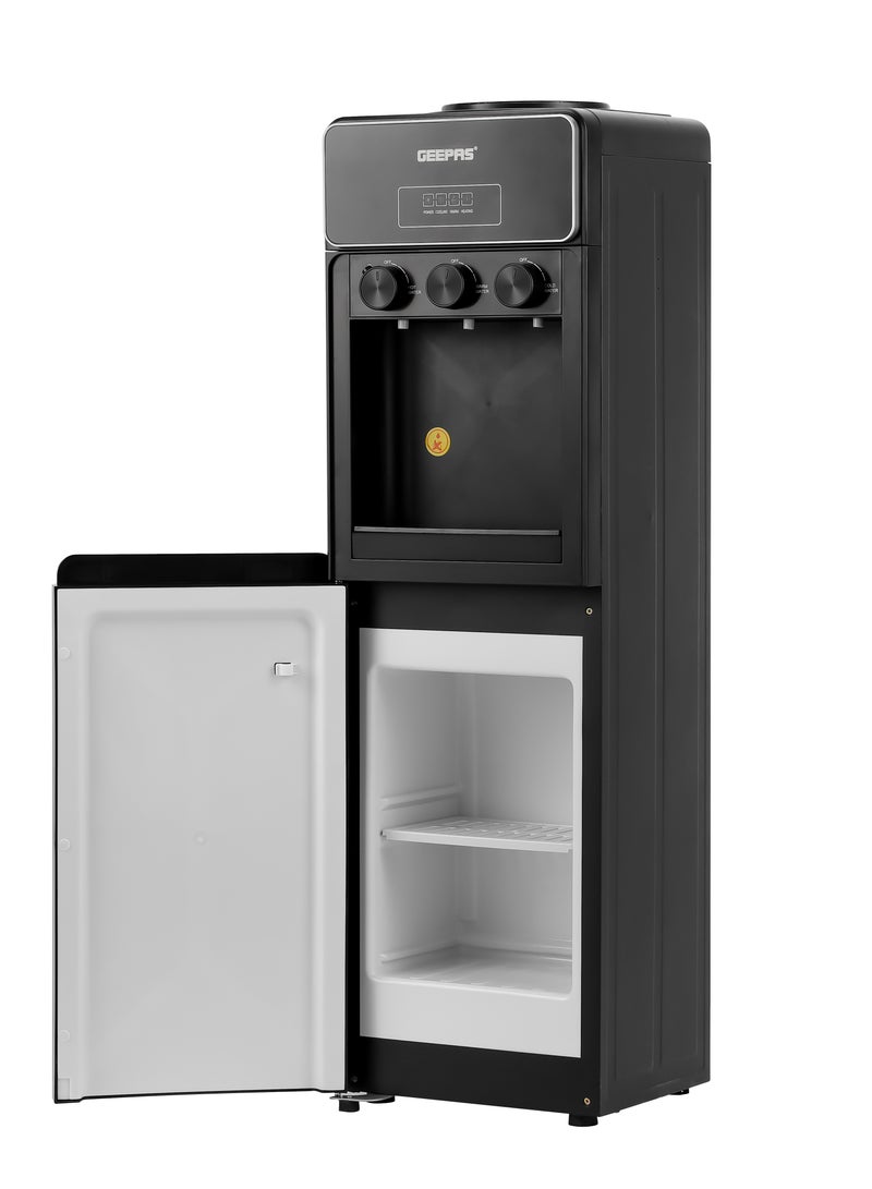 GEEPAS Hot And Cold Water Dispenser With Cabinet, Stainless Steel Water Tank, Normal, Hot & Cold Function, Child Safety Lock, Adjustable Water Flow, 3 Knob Tap, Glass Door, Low Noise, High Efficient GWD17038 Black  - Image 3