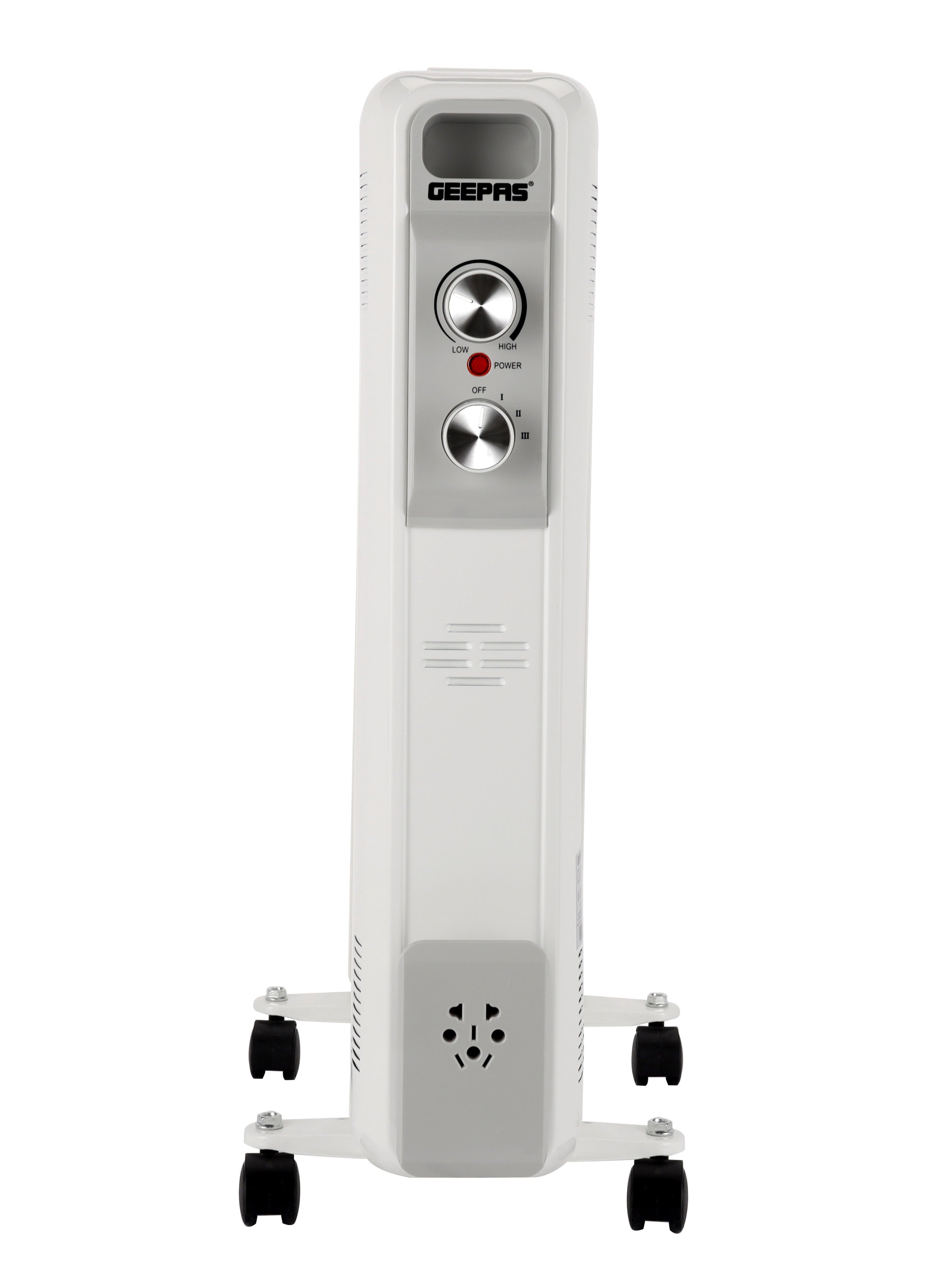 GEEPAS 11 Fins Oil Filled Radiator Heater, Adjustable Thermostat, Silent Operation, Instant Heating, Smooth And Stable Castors, 3 Power Setting-1000/1500/2500 Watt 2500 W GRH28534UK White 