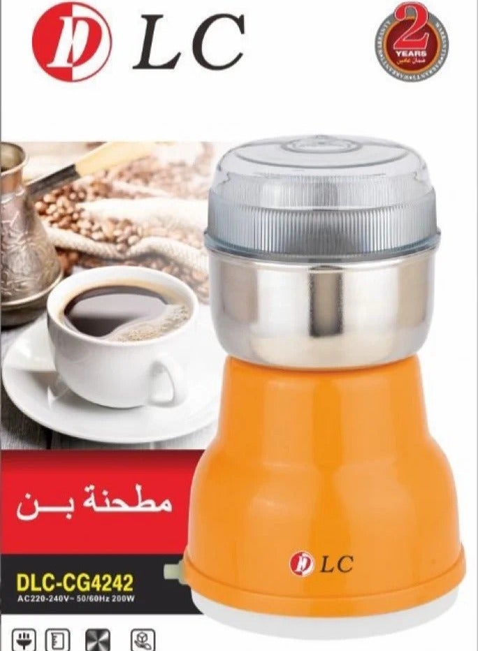 دي إل سي  مطحنة القهوة بقدرة 200 وات DLC-CG4242 برتقالي/أبيض
