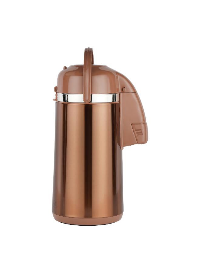 Royalford Royalford Thermic Airpot Glass Vaccum Flask - 3Litre, Double Wall, Glass Inner, 360 Degree Rotating Base, Portable & Leak Resistant, Preserves Flavor & Freshness Brown - Image 2