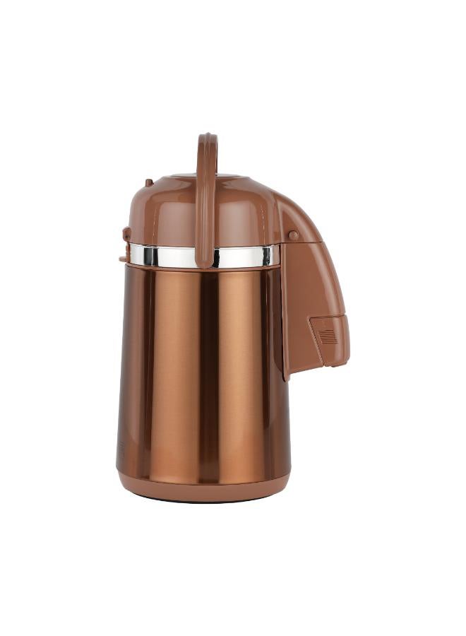 Royalford Royalford Thermic Airpot Glass Vaccum Flask - 2.5Litre, Double Wall, Glass Inner, 360 Degree Rotating Base, Portable & Leak Resistant, Preserves Flavor & Freshness Brown  - Image 2