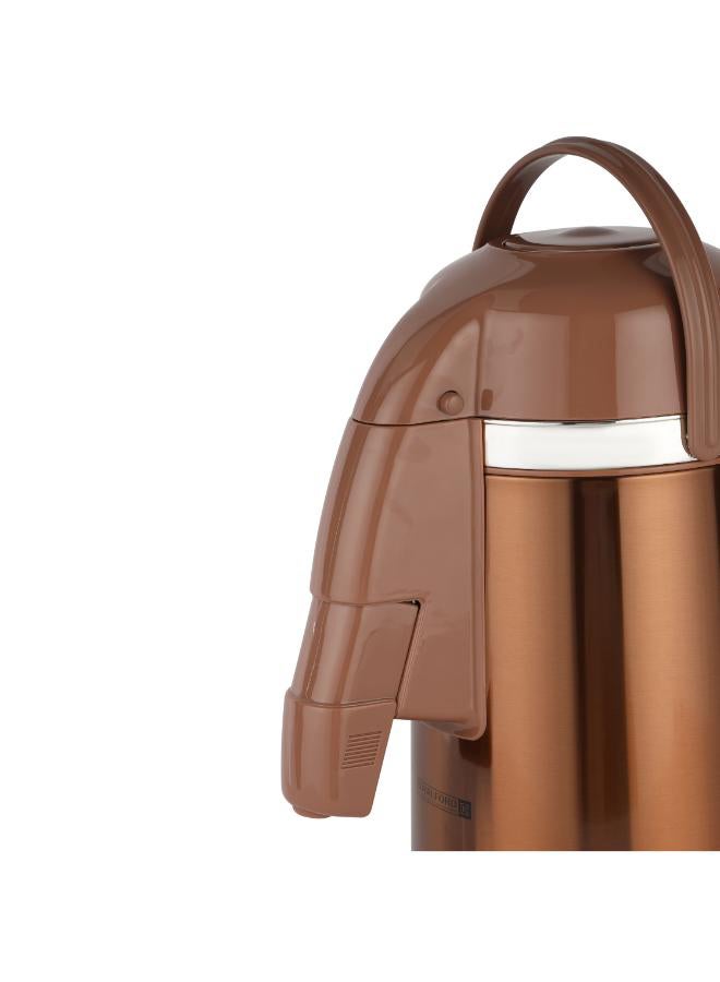 Royalford Royalford Thermic Airpot Glass Vaccum Flask - 2.5Litre, Double Wall, Glass Inner, 360 Degree Rotating Base, Portable & Leak Resistant, Preserves Flavor & Freshness Brown  - Image 3
