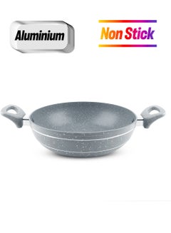 Royalford Smart Granite Series 26 CM Forged Aluminum Wok Pan with Granite Coating- RF11969| Stylish Design with Soft Touch Handles, 5 Layer Construction| Grey 26cm