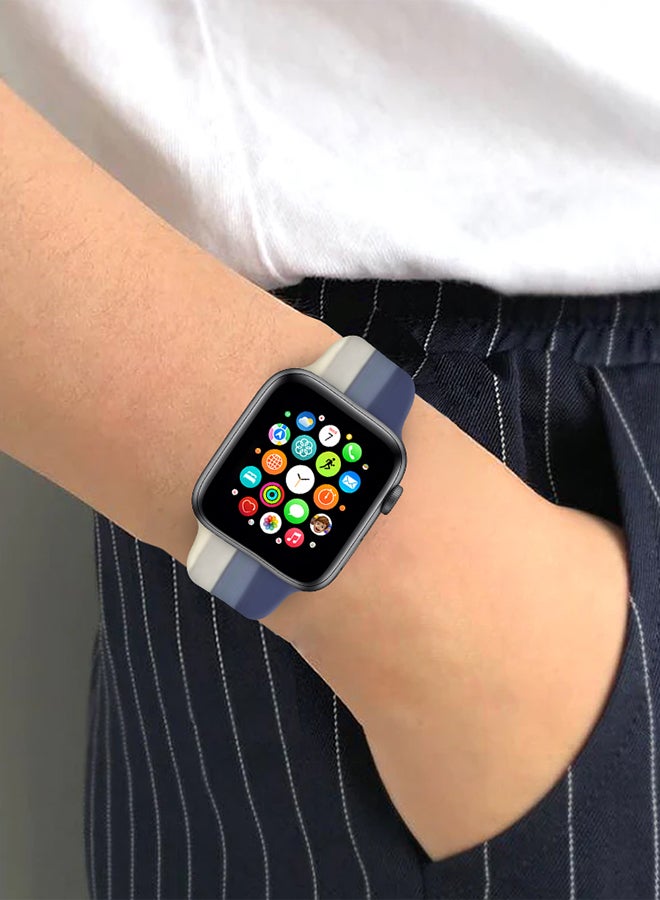 MARGOUN - Apple Watch Band 41Mm 40Mm 38Mm Stripe Silicone Replacement Band For iWatch Series 7/SE/6/5/4/3/2/1 Multicolour4 - Image 1