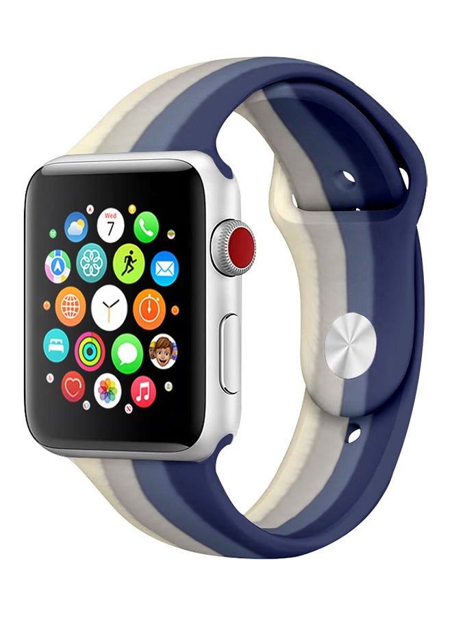 MARGOUN - Apple Watch Band 41Mm 40Mm 38Mm Stripe Silicone Replacement Band For iWatch Series 7/SE/6/5/4/3/2/1 Multicolour4 - Image 1