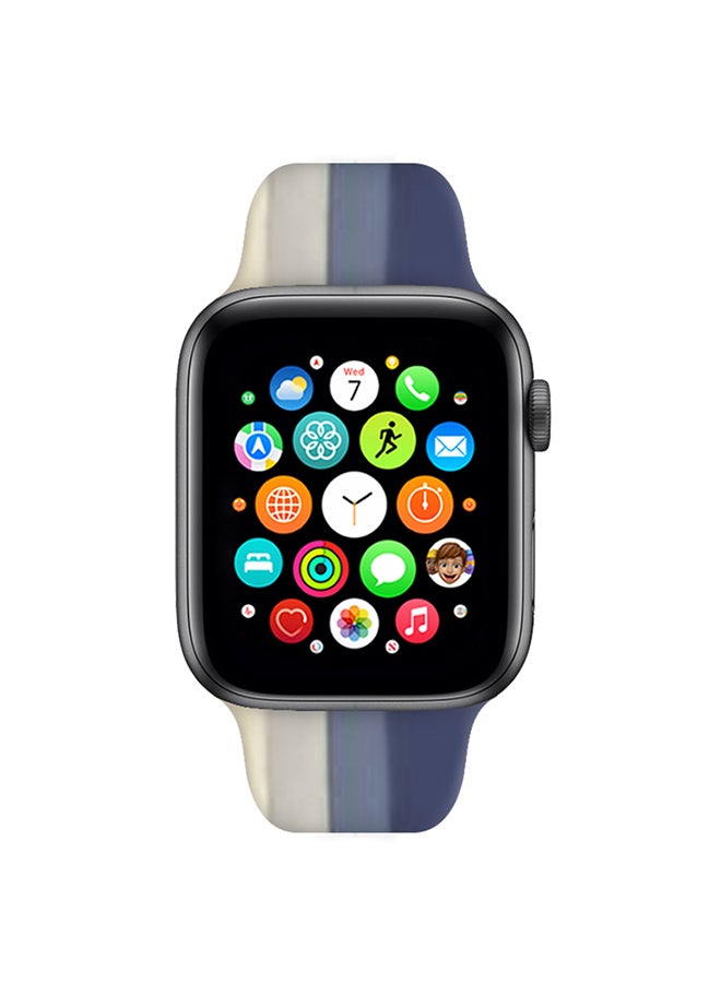 MARGOUN - Apple Watch Band 41Mm 40Mm 38Mm Stripe Silicone Replacement Band For iWatch Series 7/SE/6/5/4/3/2/1 Multicolour4 - Image 1