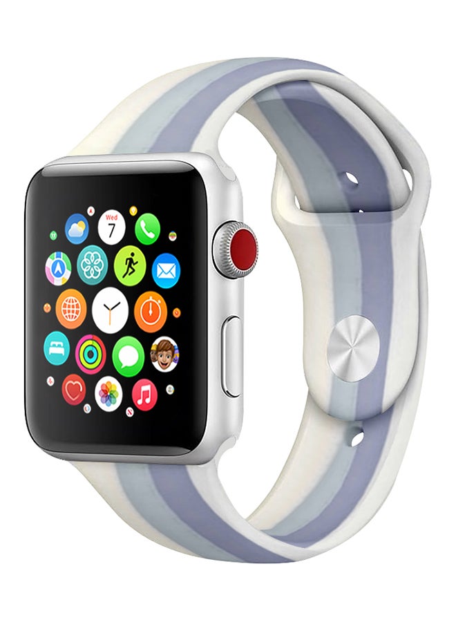 MARGOUN - Apple Watch Band 41Mm 40Mm 38Mm Stripe Silicone Replacement Band For iWatch Series 7/SE/6/5/4/3/2/1 Multicolour6 - Image 1