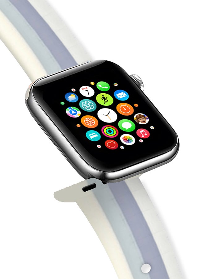 MARGOUN - Apple Watch Band 41Mm 40Mm 38Mm Stripe Silicone Replacement Band For iWatch Series 7/SE/6/5/4/3/2/1 Multicolour6 - Image 1
